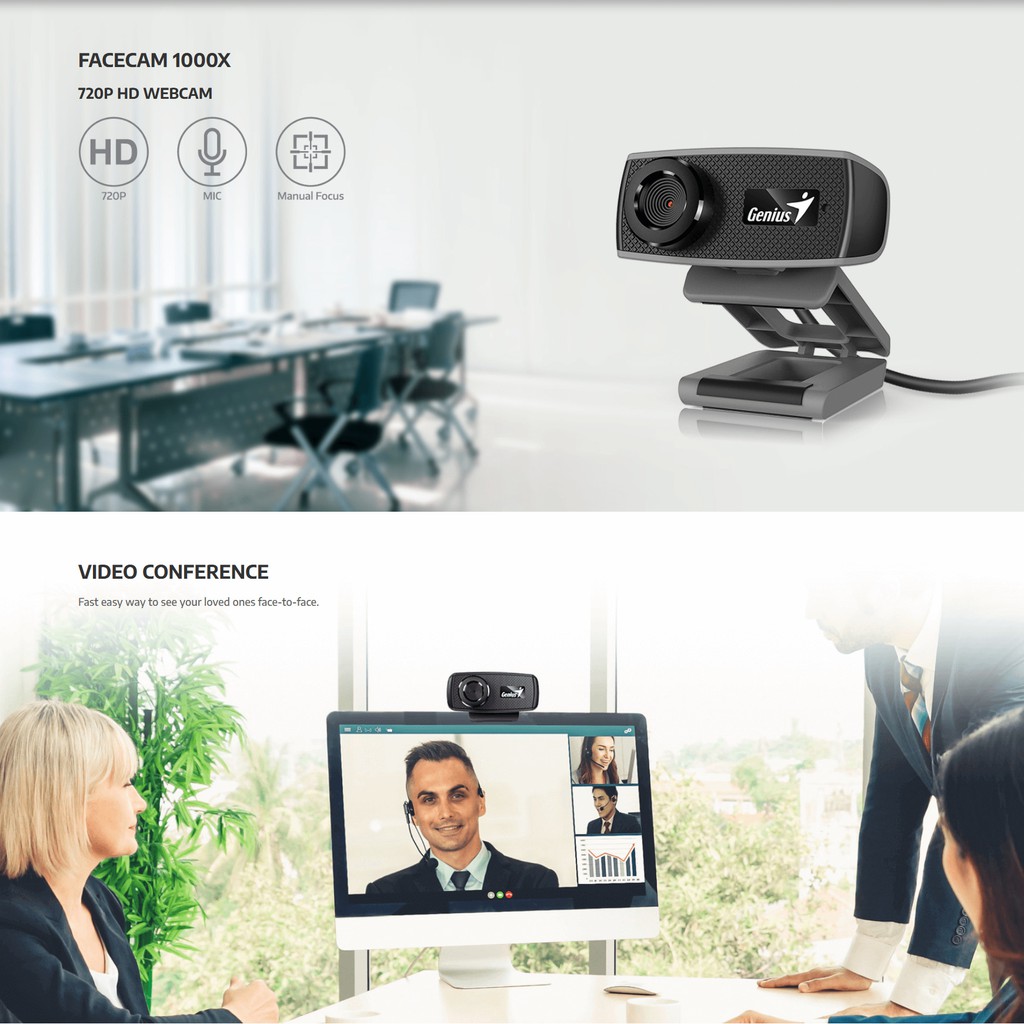 Genius FACECAM 1000X 720P HD WebCam - Webcam Gamer Laptop Komputer