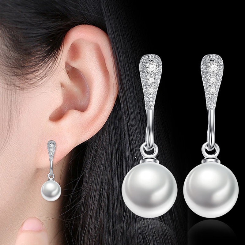 Anting Perak 925 Wanita Drop bor Perhiasan Fashion/Subang Telinga anting perempuan