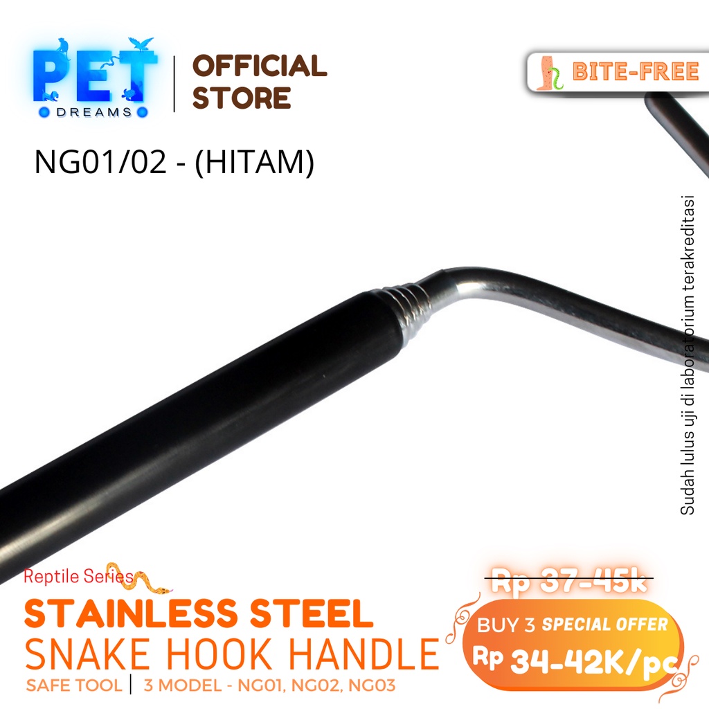 SNAKE HOOK TONGKAT PENGAIT ALAT PENANGKAP PEGANG ULAR RETRACTABLE STAINLESS STEEL STIK REPTIL