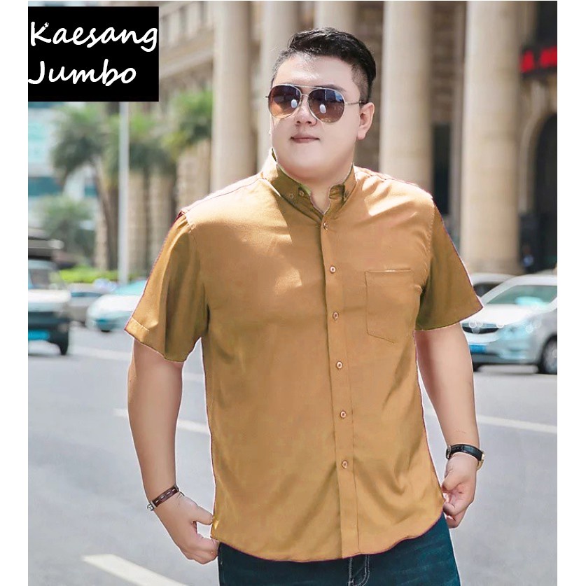 HEM KAESANG KEMEJA POLOS JUMBO PRIA LENGAN PENDEK KEMEJA KERJA FORMAL CASUAL COWOK INDONESIA