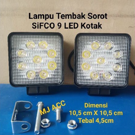 Lampu Tembak Sorot SIFCO 9 LED Kotak Putih