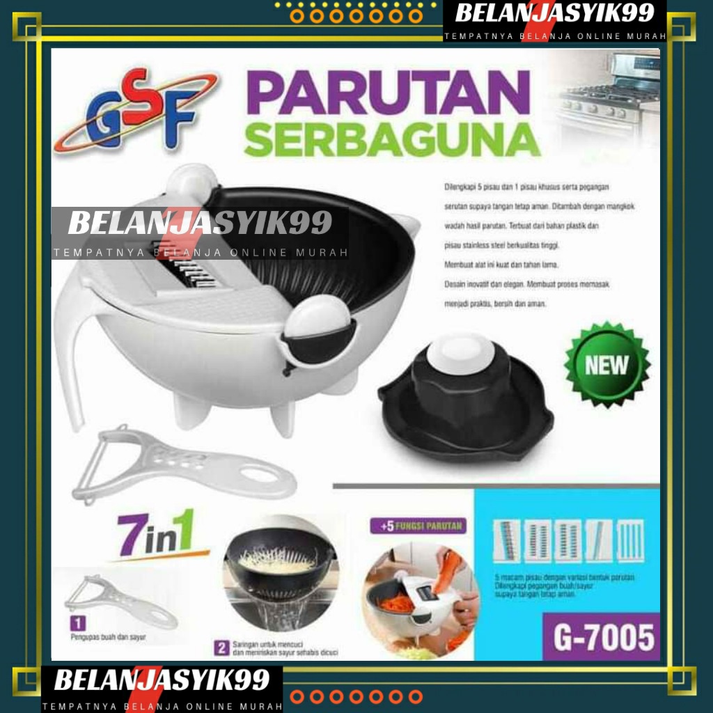 ALAT PARUTAN SERBAGUNA BASKOM / MANGKOK TIRISAN SAYUR MULTIFUNGSI 7 IN 1 GSF G-7005 / GSF G7005 / GSF 7005