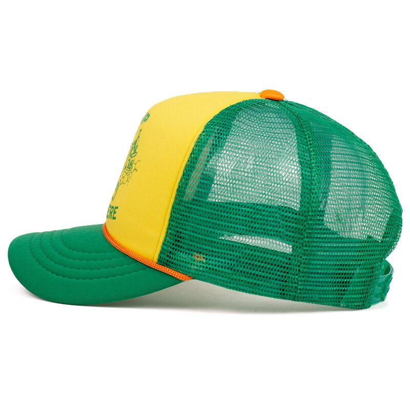 Stranger Things Dustin Hat Retro Mesh Trucker Cap untuk Pria dan Wanita Kuning Hijau 85 Tahu Di Mana Dapat Disesuaikan Cap Hadiah Halloween