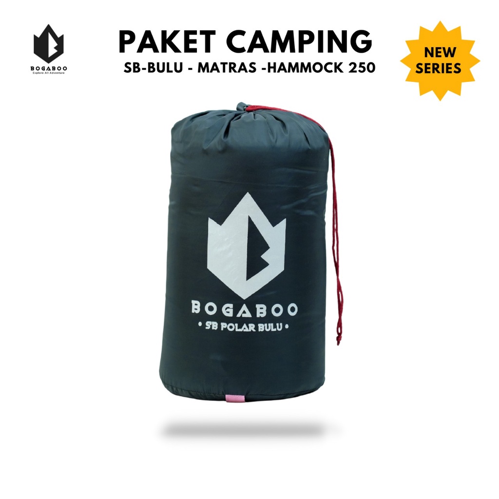 Paket Hemat - Sleeping Bag Polar Bulu BOGABOO + Matras Gunung + Hammok Single - Kantung Tidur