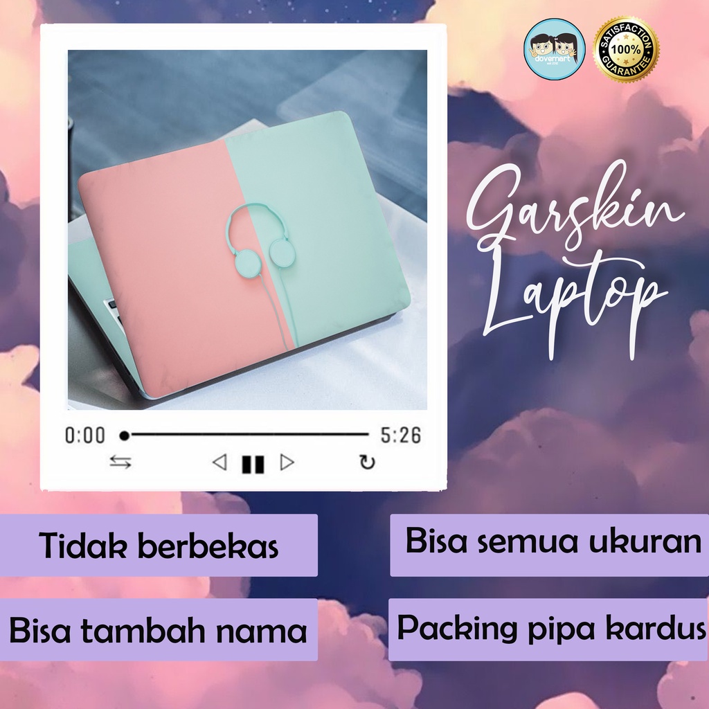 Garskin Laptop Stiker Anti Gores Full Body Headphone Headset Custom 10 12 13 14 15 inch Universal Un