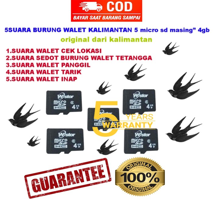 SUARA BURUNG WALET KALIMANTAN 5 micro sd masing masing 4gb