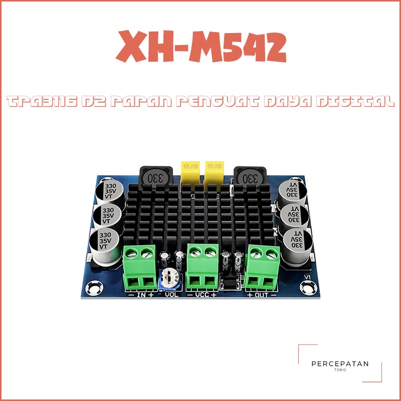 【XH-M542】 Papan Penguat Daya Digital Mono 100W 【TPA3116D2】 Papan Penguat Audio Digital 12-26V