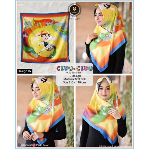Hijab Jilbab Segi Empat Motif Cibu - Cibu by Yeffa Scarf hemat
