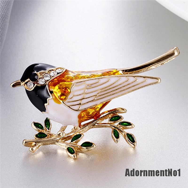 (Adornmentno1) Bros Pin Desain Burung Hias Kristal Berlian Imitasi Aksesoris Wanita