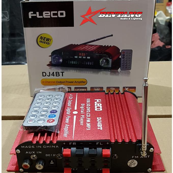 Amplifier FLECO DJ4BT / FLECO BT-858B / FLECO F-188BT Bluetooth + Mp3 player + FM Radio / Power Amplifier Karaoke Wireless DJ4BT / Power Amplifier Mobil dc 12 Volt - Power Amplifier Bluetooth Bonus Remot