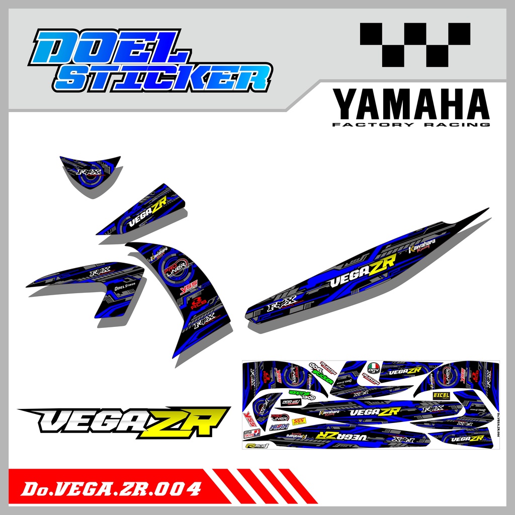 Sticker Striping VEGA ZR List Variasi Hologram , Crome Desain FOX Racing Doel 004