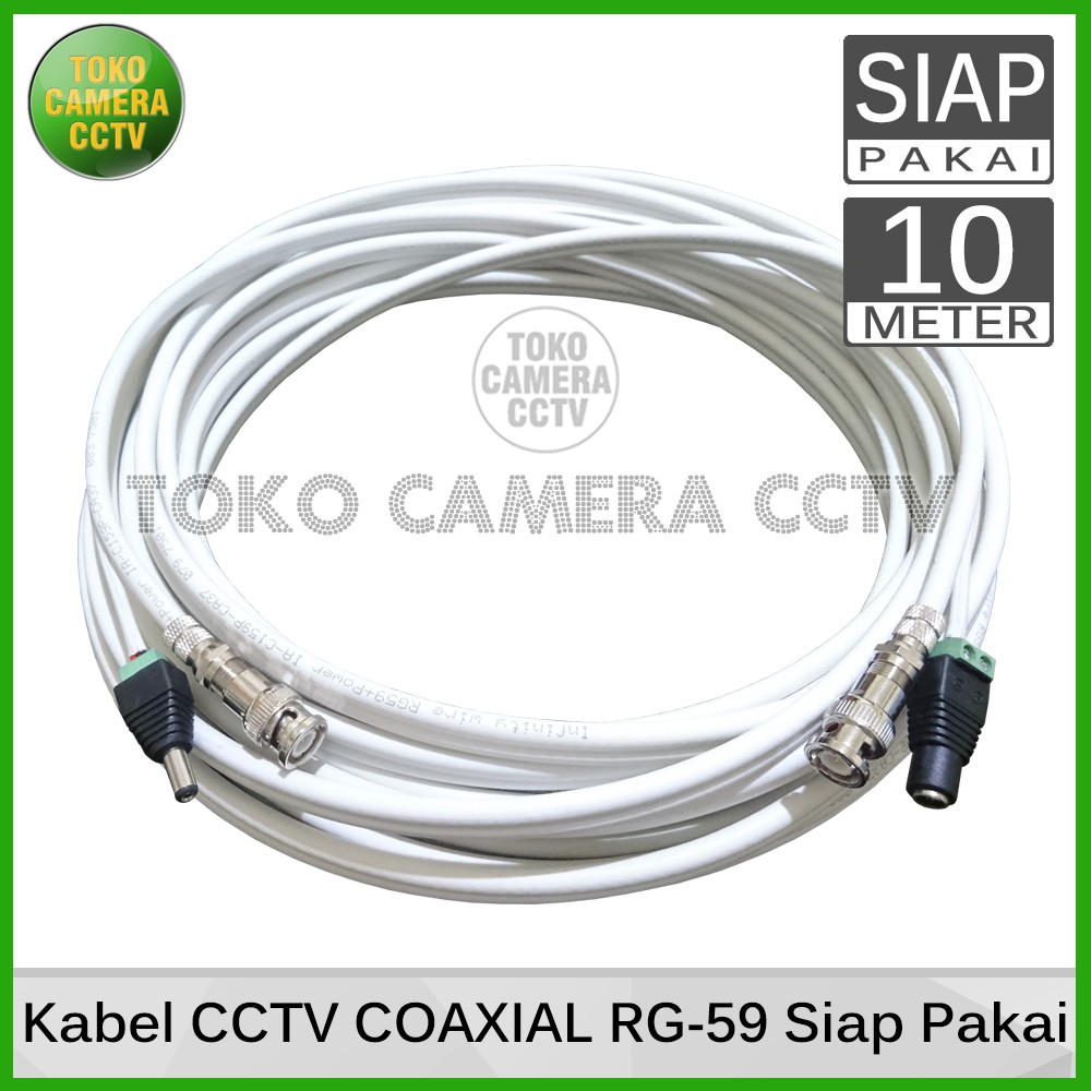 Kabel CCTV Coaxial RG59 Siamese Siap Pakai 10 Meter