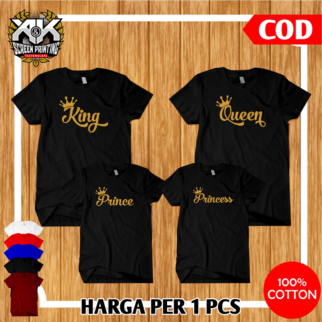 KAOS COUPLE KELUARGA MOTIF KING QUEEN PRINCE KAOS COUPLE FAMILY BAJU COUPLE KELUARGA