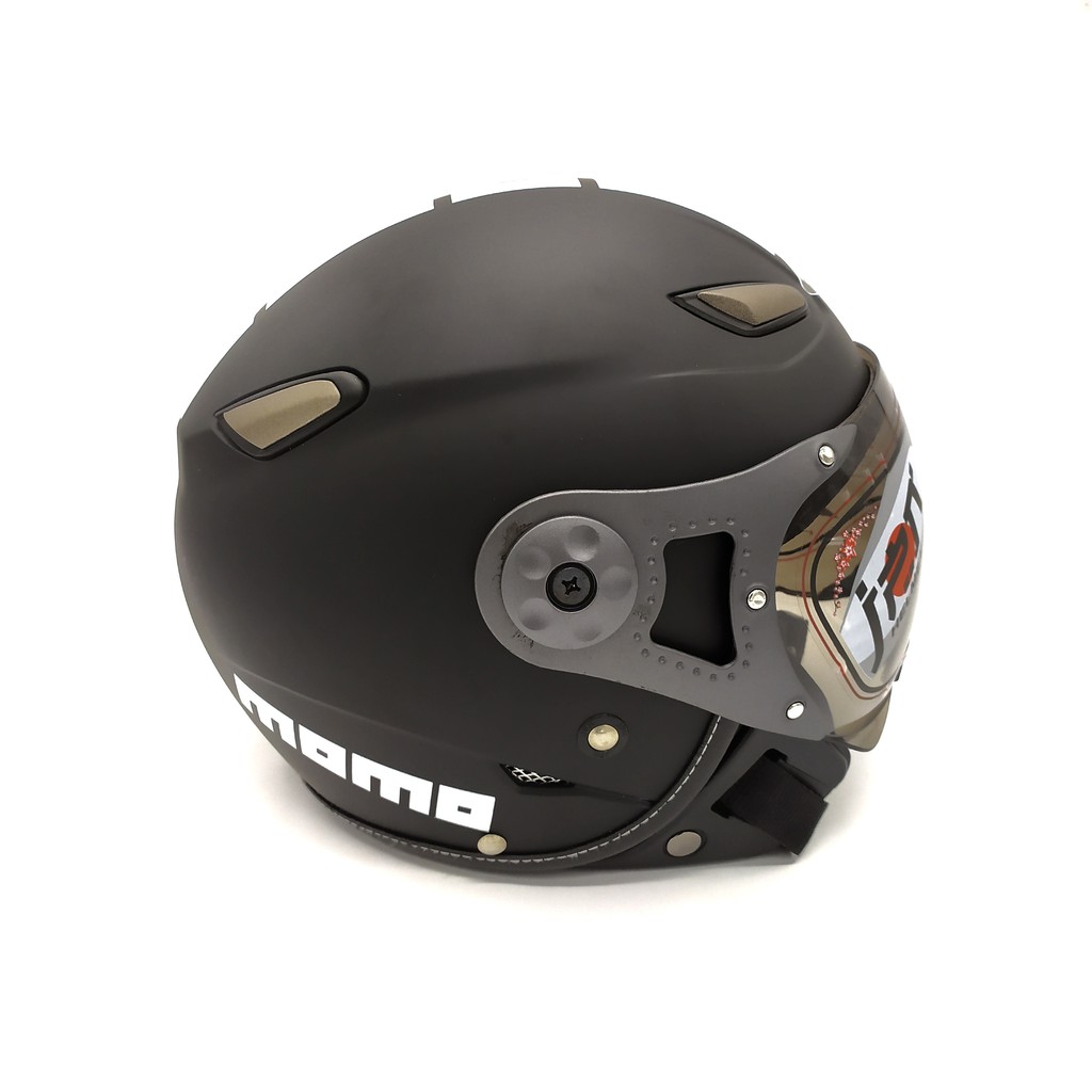 Helm JPN MOMO PILOT  BLACK (Helm Retro / Helm Bogo / Helm Klasik / Helm Classic / Helm Vespa)