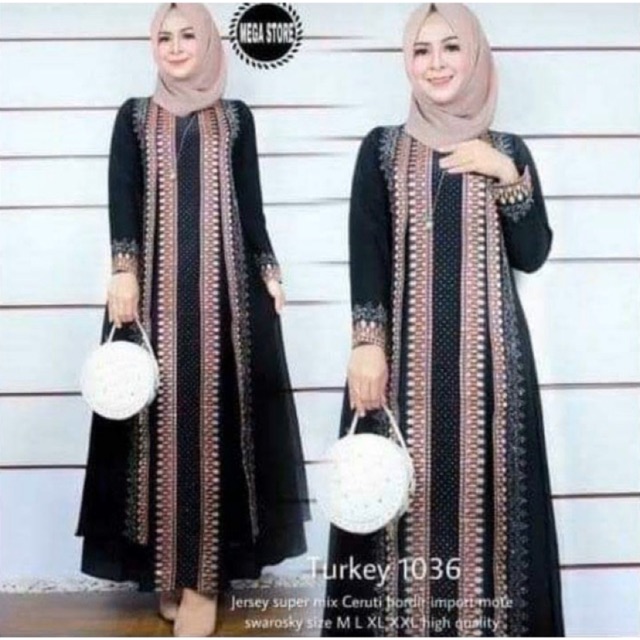 Gamis abaya motif garis