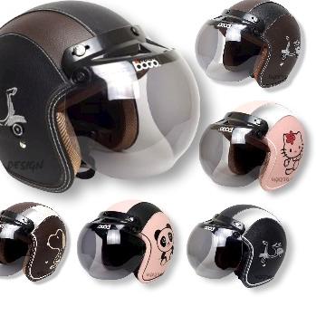 경 Helm Retro Kaca Bogo Ori Helm Bogo Wanita Dewasa Pria SNI Karakter Kulit Bordir Model Baru