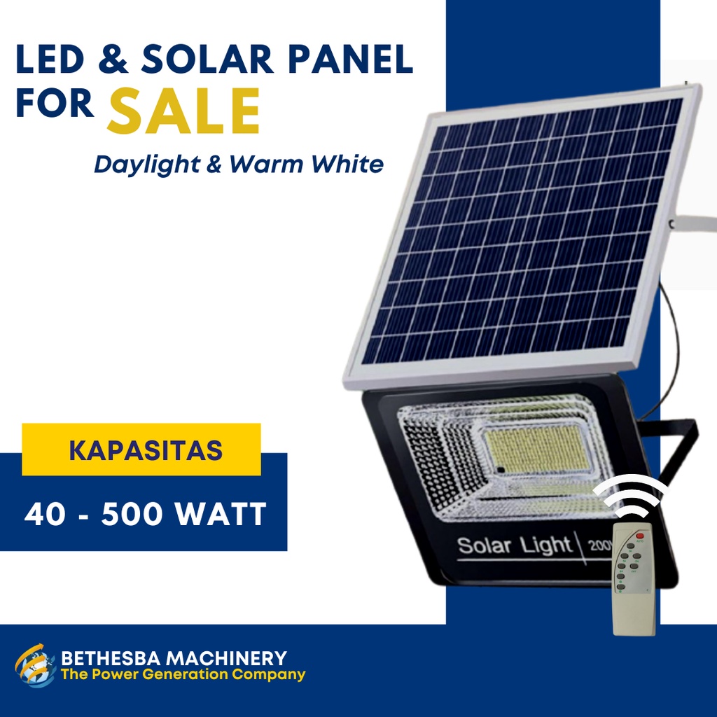 LAMPU SOROT SOLAR CELL LED TENAGA SURYA - PANEL SURYA 40Watt 60Watt 100Watt 200Watt 300Watt 500Watt 