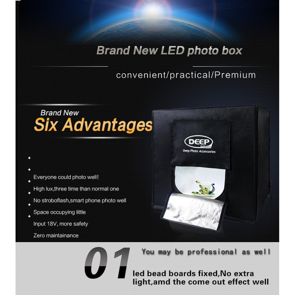 DEEP Photo Studio box 80x80x80 Light Tent Professional Foto studio