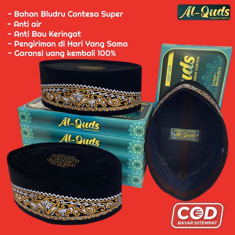 COD  Promo Peci Songkok Hitam Motif Batik Kuning Anak dan Dewasa