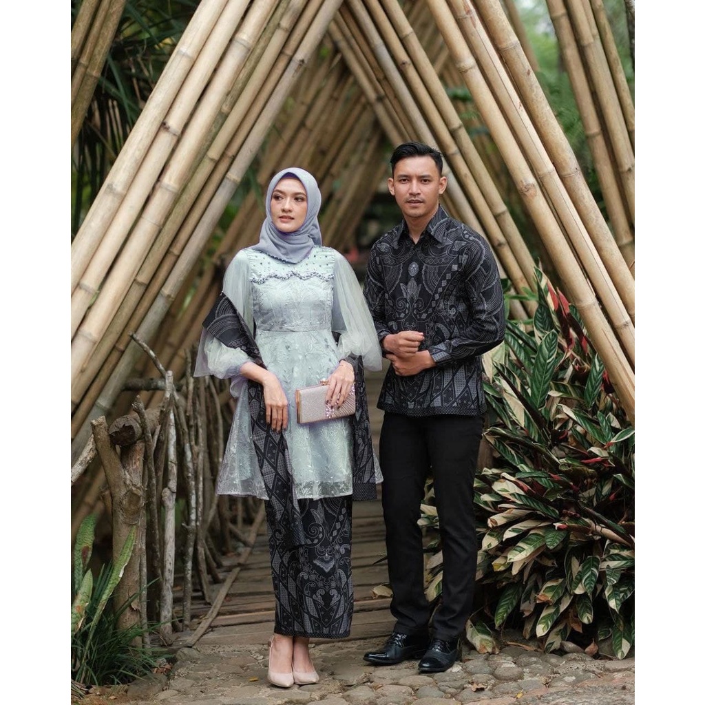 Kebaya Couple Modern Kebaya Tunangan Lamaran Wisuda Maura Couple - Sania Ruffle Batik Couple LUNAMAYA 2 DNT Garansi Termurah Shopee - WIDBATIK