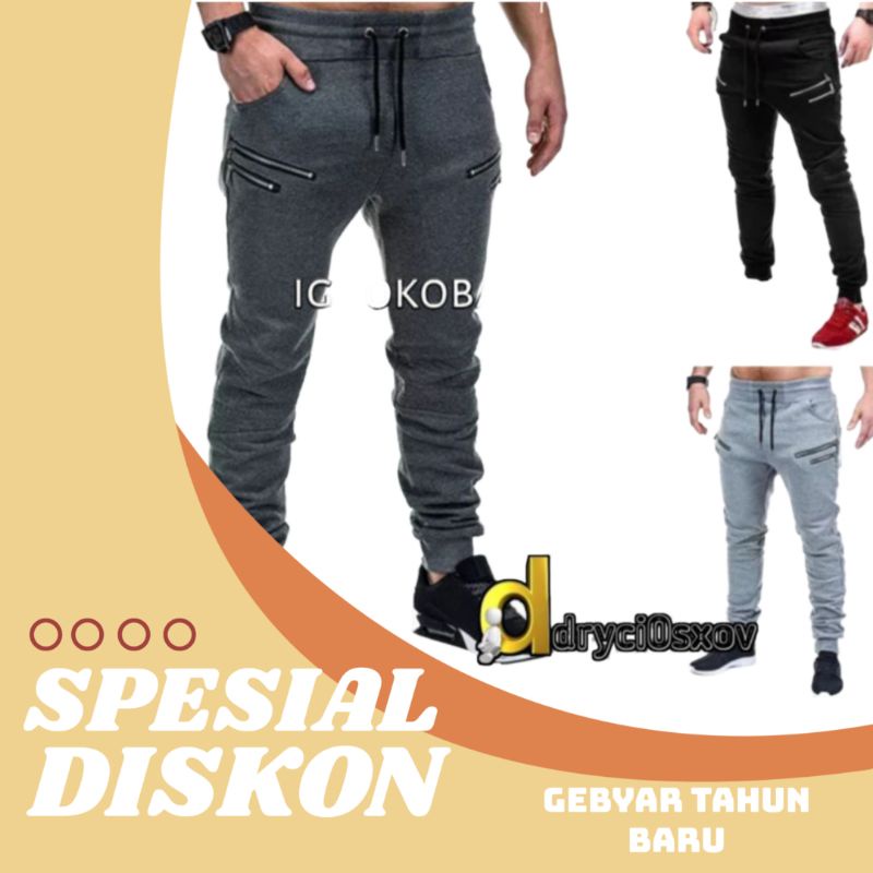 Celana Jogger panjang resleting