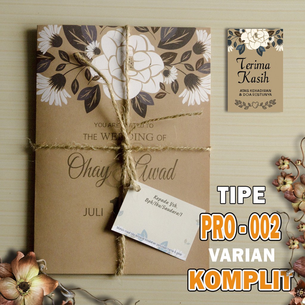 Pro 002 Varian Komplit Cetak Undangan Pernikahan Rustic Vintage Pakai Tali Rami Mewah Murah Shopee Indonesia