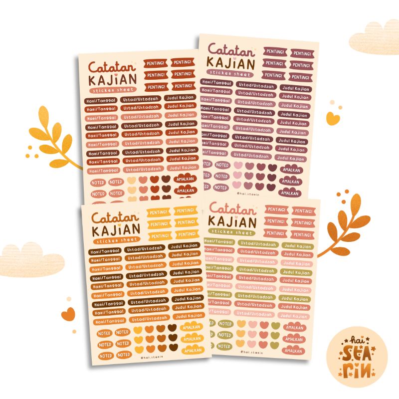 

STIKER CATATAN KAJIAN SERIES | Stiker Catatan Kajian | Stiker Aesthetic | Aesthetic Cute Sticker Journal