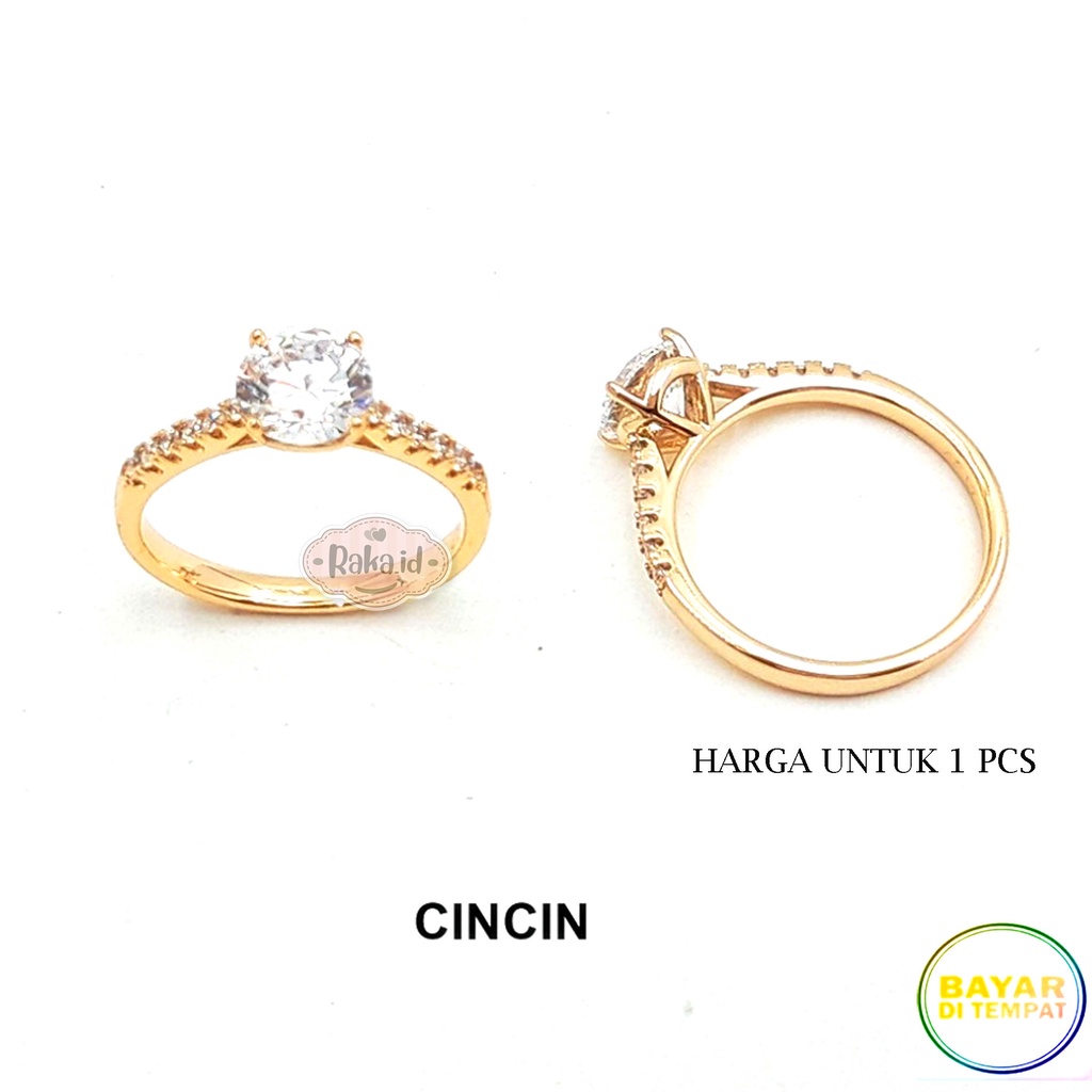 Cincin Wanita / Cincin Dewasa Motif Bulat Gigi 4 Mata Baris Aksesoris Perhiasan Wanita 1104