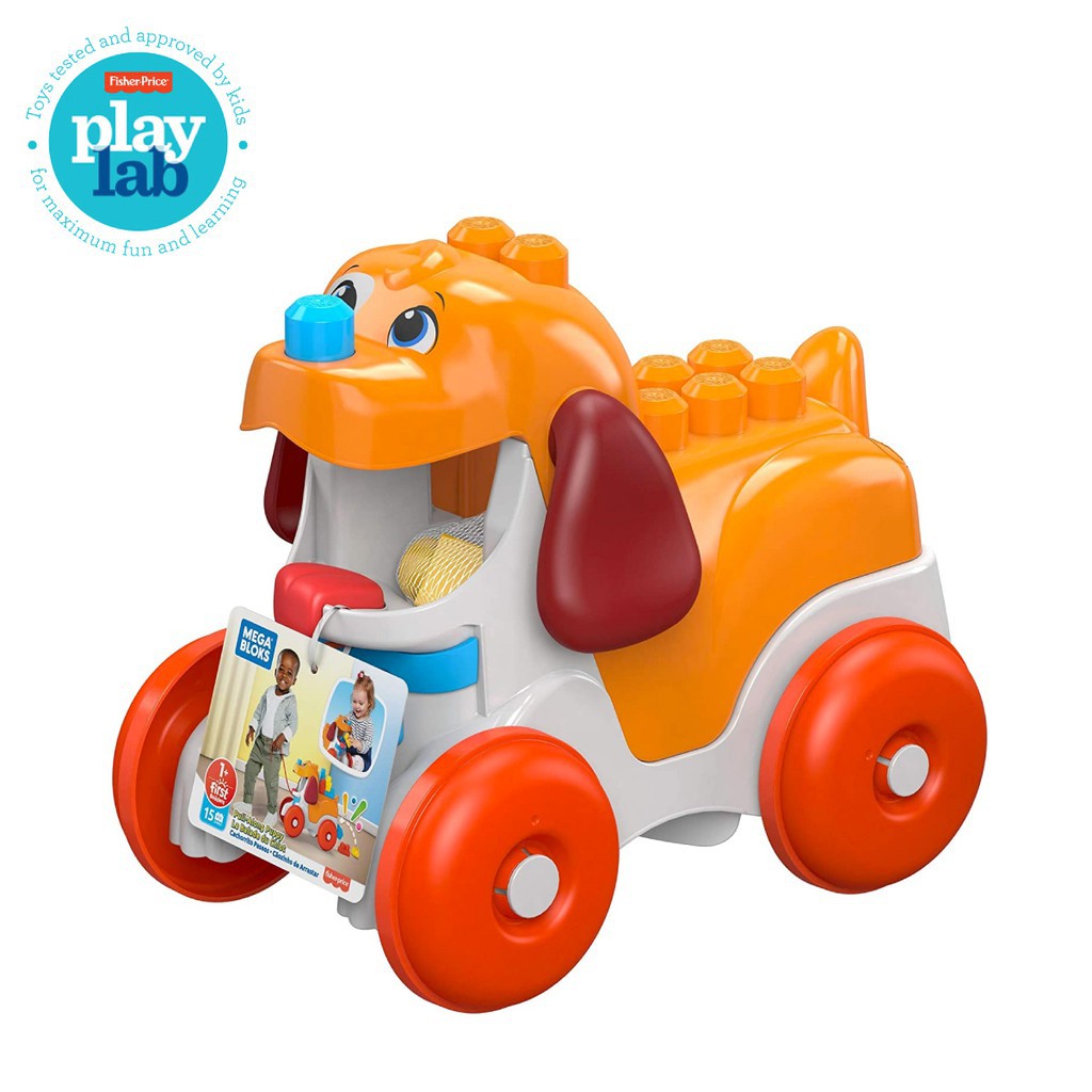 Mega Bloks Pull-Along Puppy  - Mainan Balok Susun Edukasi Anak Balita