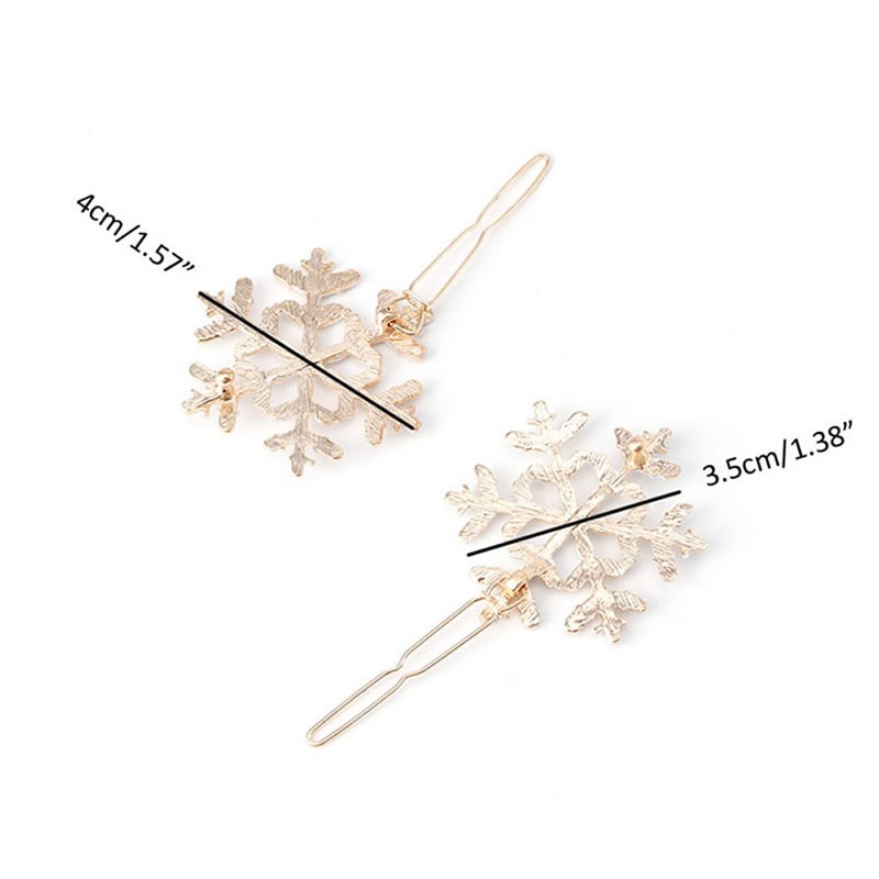 Siy 2pcs / Set Jepit Rambut Motif Snowflake Aksen Kristal + Berlian Imitasi Untuk Aksesoris Wanita