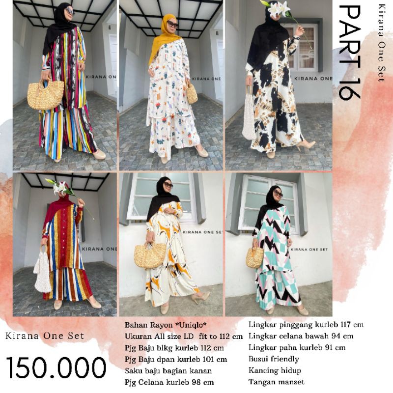 Baju Setelan Katun Rayon Premium Kirana One Set Kulot Tunik LD 112 Busui Friendly Bisa COD Part 16