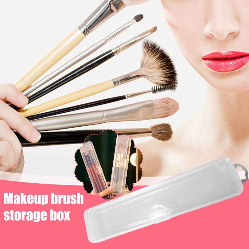 1 Pc Kotak Penyimpanan Brush Makeup Pensil Alis Portabel Transparan Tahan Debu Tahan Air