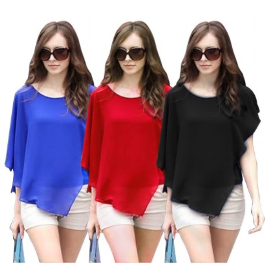 BAJU CEWEK MURAH WANITA KEKINIAN LONG HEM MILA RED E99G2  NOSH BLOUSE JERSEY - PUTIH, M