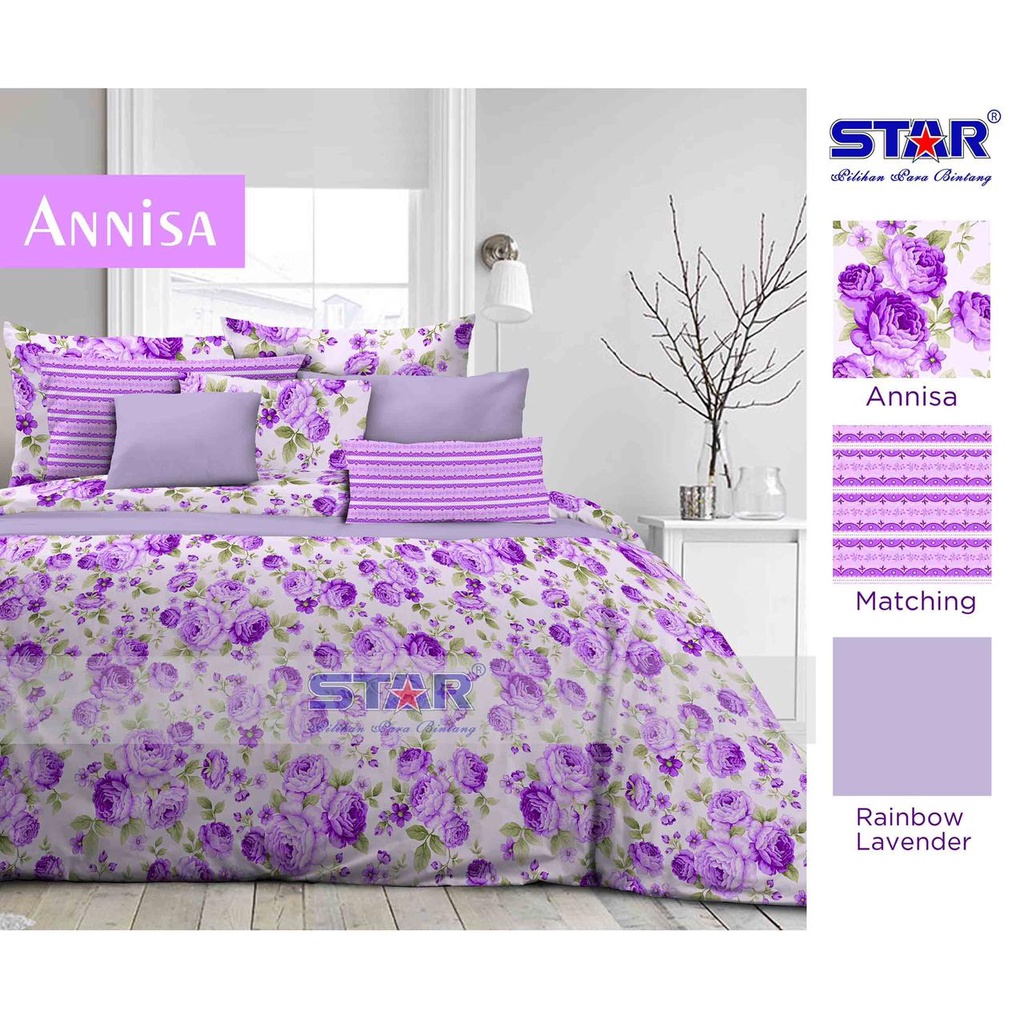 Sprei Katun Lokal Premium / Sprei Annisa Ungu / Sprei Bunga Bunga / Sprei Dewasa / Sprei Warna Ungu 