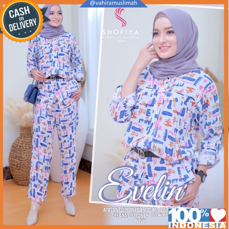 EVELIN SET - SETELAN GAMIS WANITA MUSLIMAH TANPA JILBAB SYARI ORIGINAL BY SHOFIYA (COD)