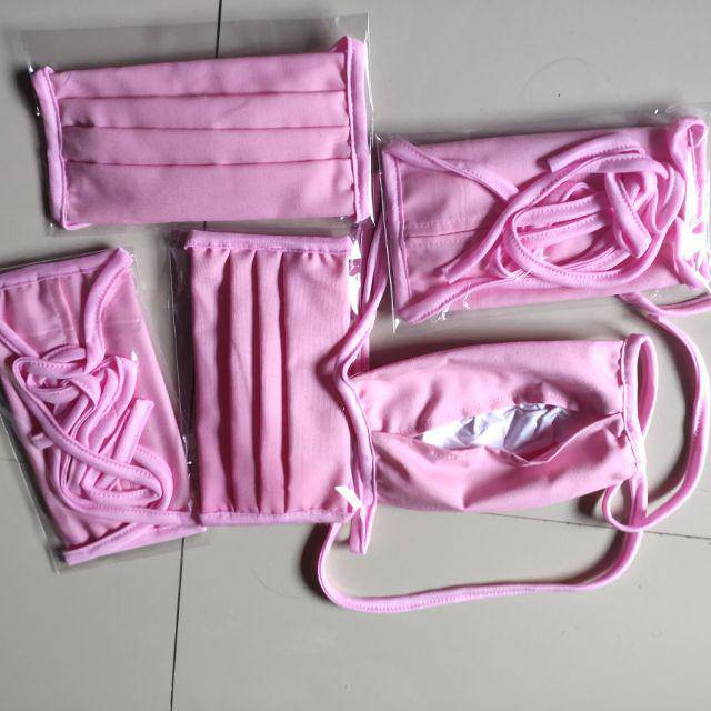 (tali hijab polos) masker kain 2ply bisa diisi tissue / masker tissue