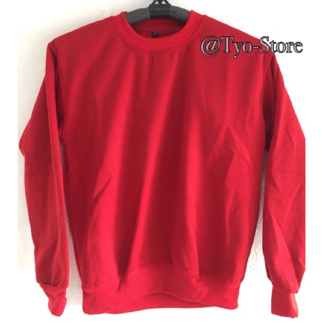 TyoStore Sweater  Basic Polos Merah Terang Unisex Shopee  