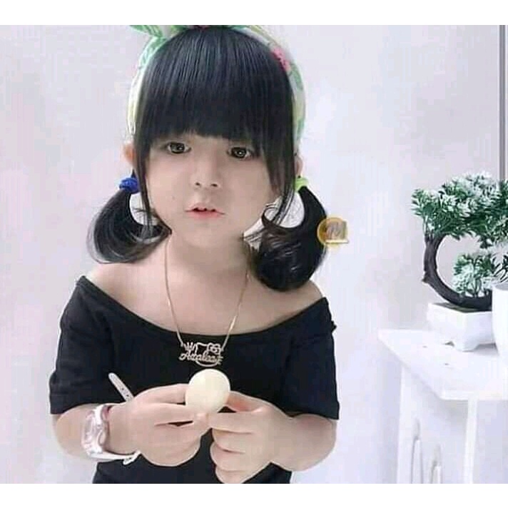 Kalung Nama anak titanium lapis emas anti karat fashion wanita