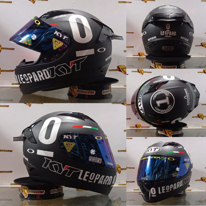HELM KYT R10 SOLID BLACK DOFF PAKET GANTENG ORIGNAL PICT-BKGLOS LEOPARD-S-B