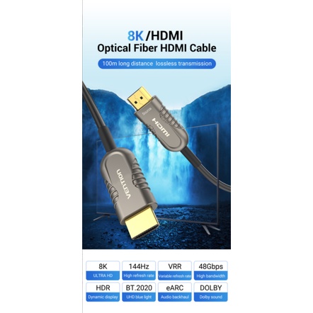 Vention Kabel HDMI Fiber Optic Active 2.1 Male to Male 8K UHD 40m