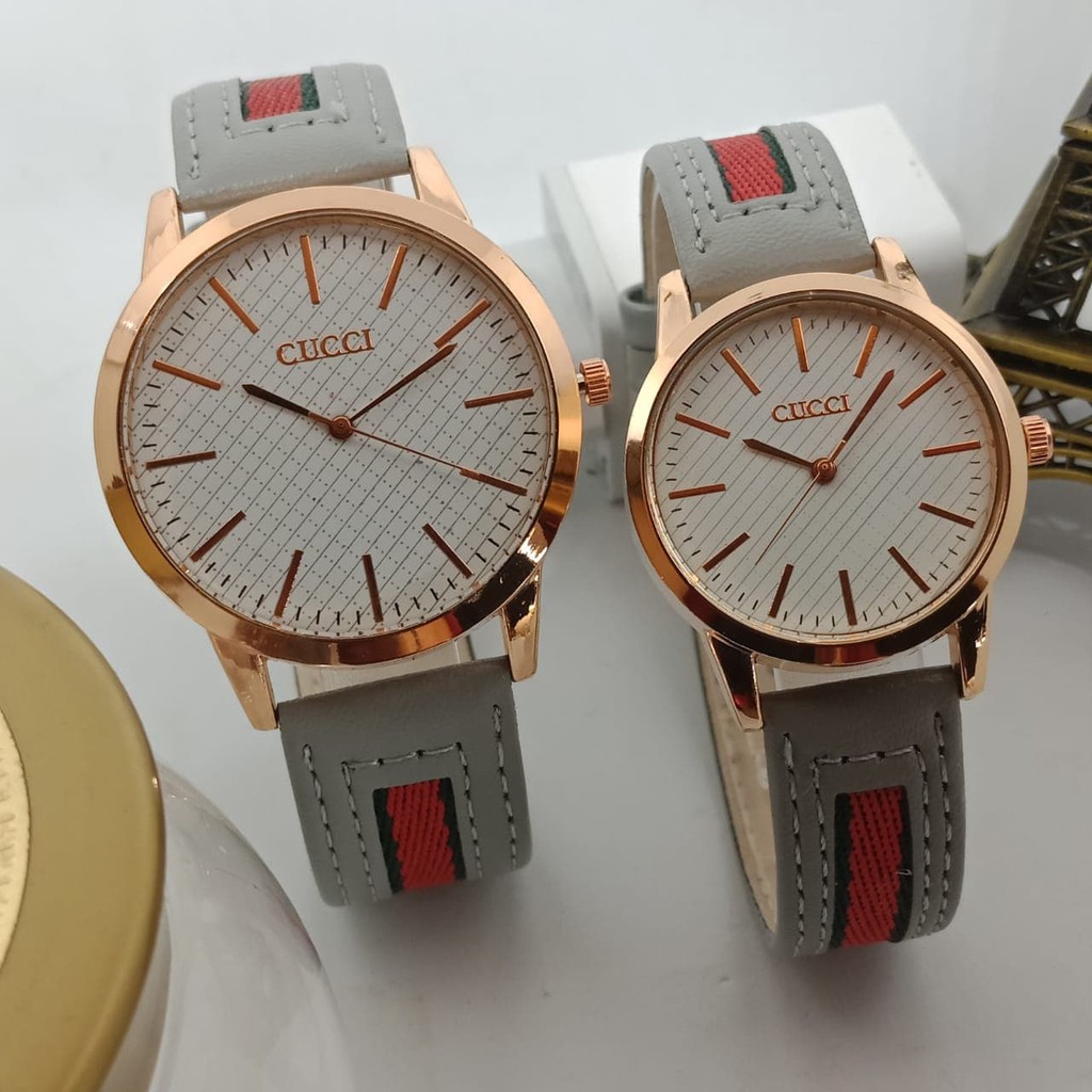 Zarate Alexandria Jam Tangan Gucc1 Couple Murah SK598 Leather Grey