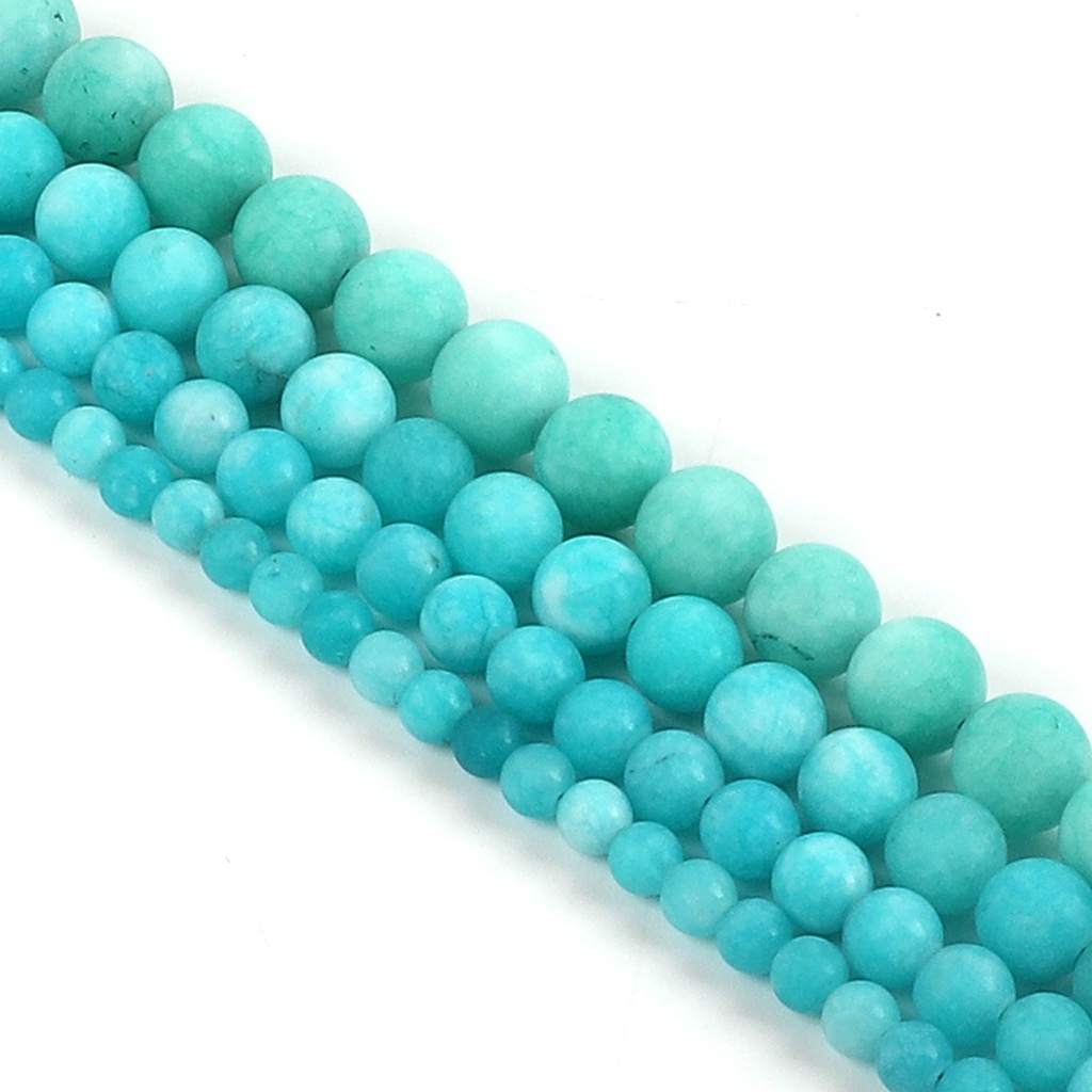 38-95 Pcs 4-10Mm Frosted Alami Amazonite Manik-manik Bulat untuk DIY Membuat Perhiasan Temuan Kalung Gelang Anting-Anting