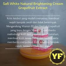 (kecil)SAFI WHITE NATURAL BRIGHTENING CREAM GRAPEFRUIT EXTRACT 20GR