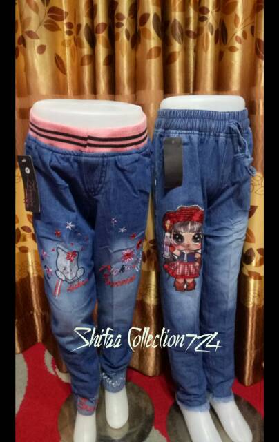 Celana Jeans / Celana Jeans Panjang / Celana Jeans Anak Perempuan / Celana Luna Motif Bordiran size M. L. XL