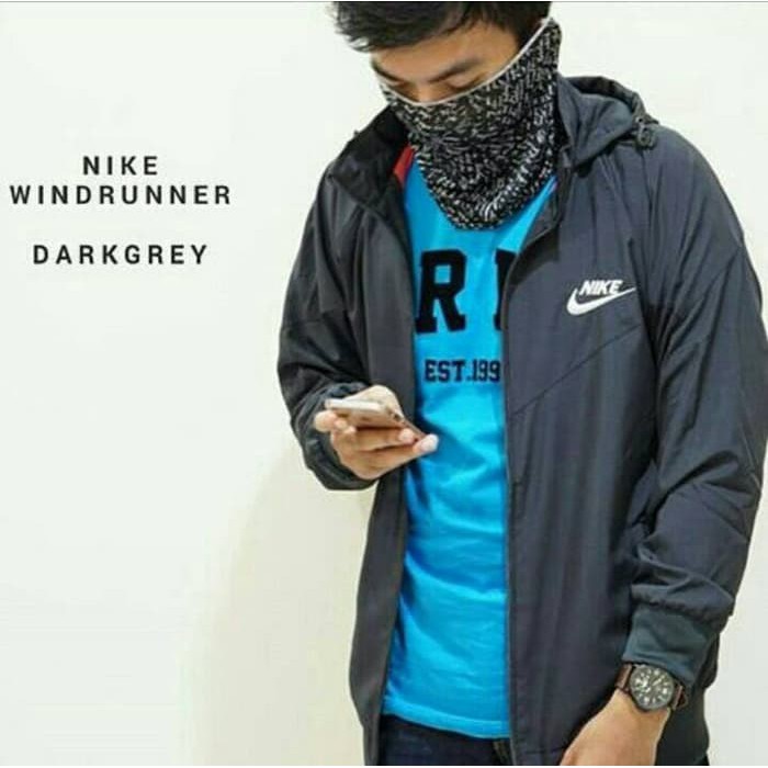 jaket nike windrunner parasut abu grey