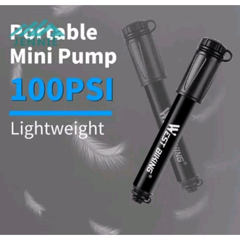 mini pompa west biking pump portable alloy high pressure 100 psi ukuran kecil hand tangan sepeda