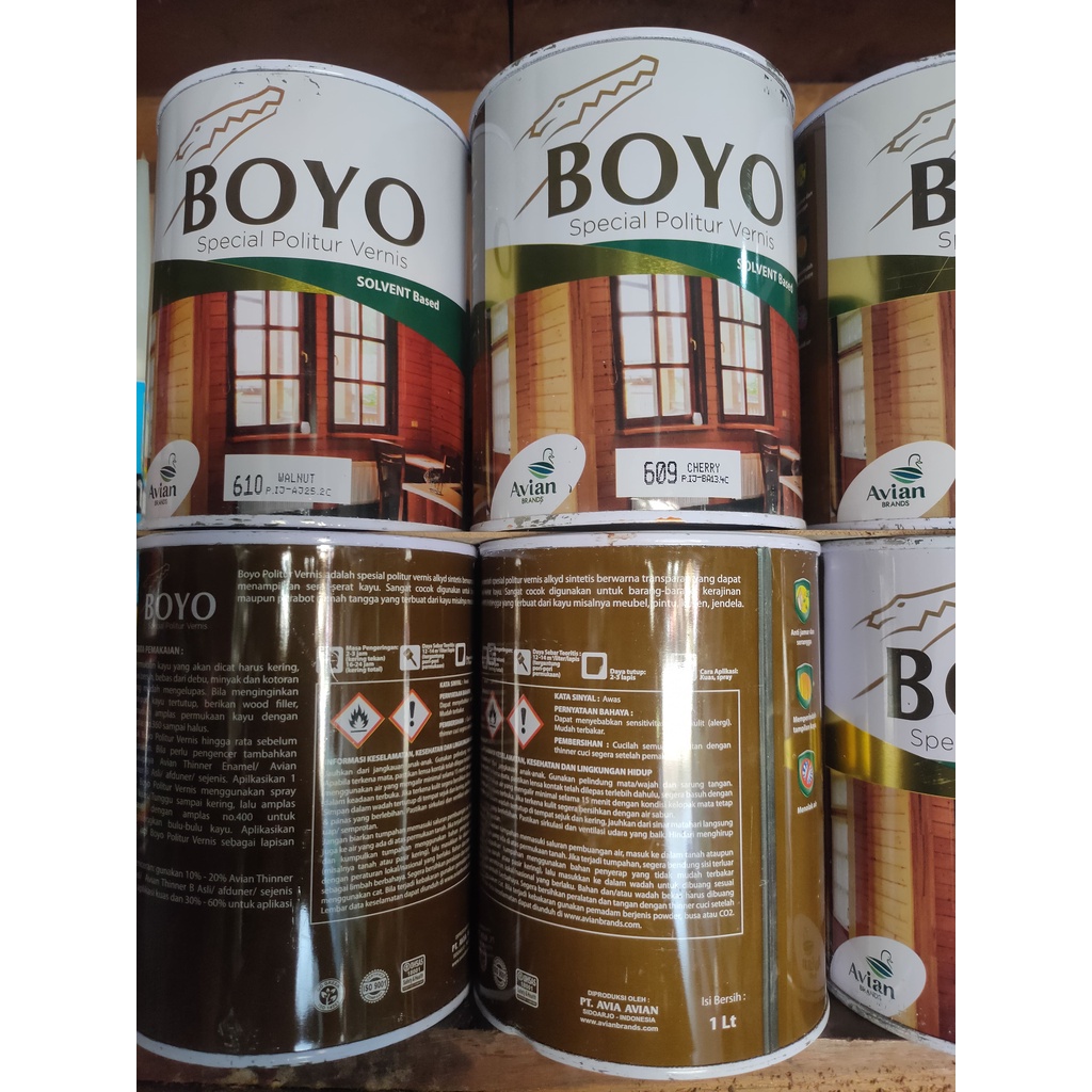 Cat Pelitur Kayu BOYO AVIAN/ Plitur Kayu/ Politur Kayu / Plitur Vernis Kayu 1 kg