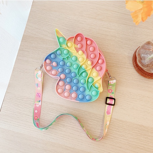  top   tas pop it unicorn rainbow makaron murah fidget toy murah mainan anak penghilang stress pop i