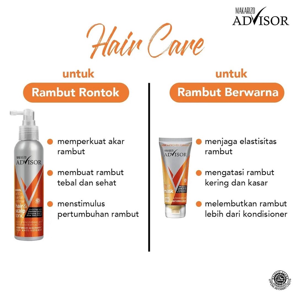 Ningrum - MAKARIZO Advisor Anti Hair Fall Defense Hair &amp; Scalp Tonic 65ml | 145ml | 240ml | Perawatan Rambut Rontok dan Ketombe BPOM- 6309