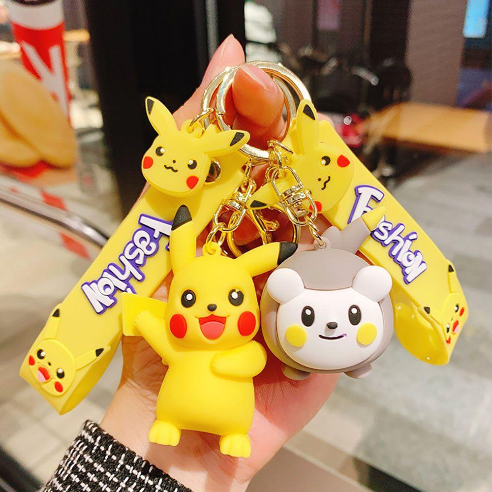 Mxbeauty Kartun Gantungan Kunci Anak Laki-Laki Mainan Hadiah Pikachu Tentacles Psyduck Pokémon Ransel Liontin Kunci Gesper Key Lanyard